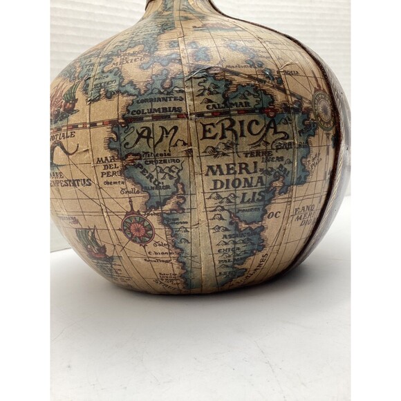 Vintage Fausto Corduri Leather Wrapped Old World Map Decanter - Picture 6 of 10